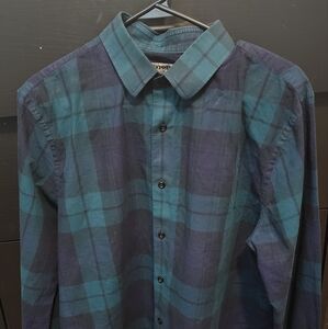 Express Blue and Black Casual Button Down Shirt